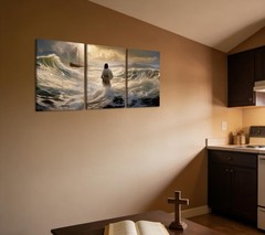 3Pcs Jesus Walking On Water Canvas Wall Art Christian Bible Stories Painting …