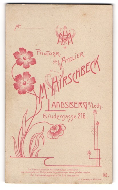 Photograph M. Hirschbeck, Landsberg / Lech, monogram of the photographer about Ansch