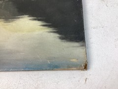 Vintage Scenic Mountain Lake Picture On Wooden Backing