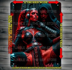 Sexy Darth Talon with Darth Maul Star Wars Metal Sign Wall Art 14″ x 11″