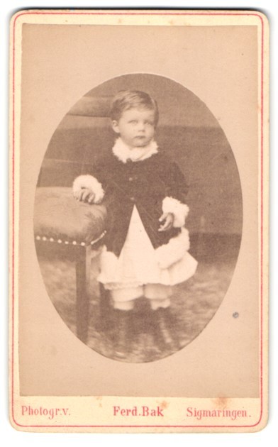 Photograph Ferd. Bak, Sigmaringen, Little Child Richard Fischer, 17.6.1877