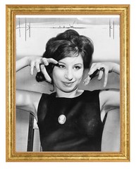 Barbra Streisand Photograph in a Aged Gold Frame