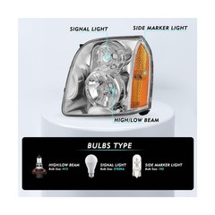 TUSDAR Headlight Assembly Set for 2007-2014 GMC Yukon | Yukon XL OEM Replacem…