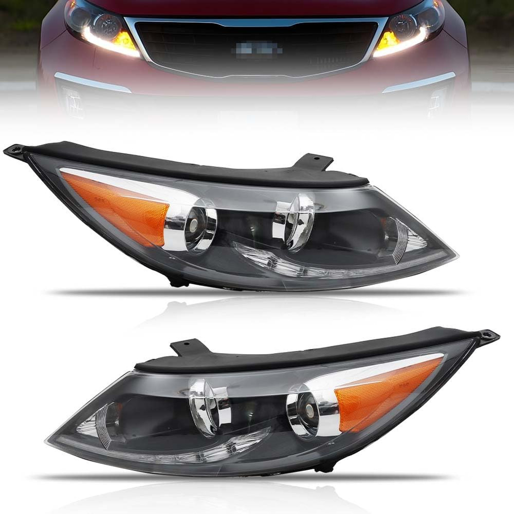 Headlight Assembly for 2013-2016 Sportage, Passenger & Driver Side Halogen Headl