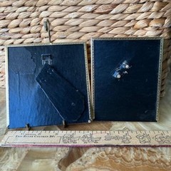Owls Artwork and Vtg Napkin: Framed
