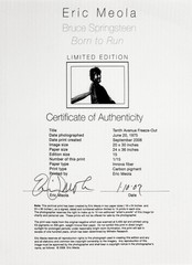Eric Meola «Tenth Avenue Freeze-Out» | Signed Print | Bruce Springsteen | 27×39″