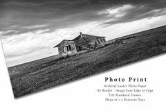 Abandoned House Photography Print: Oklahoma Black & White Western Plains Photo