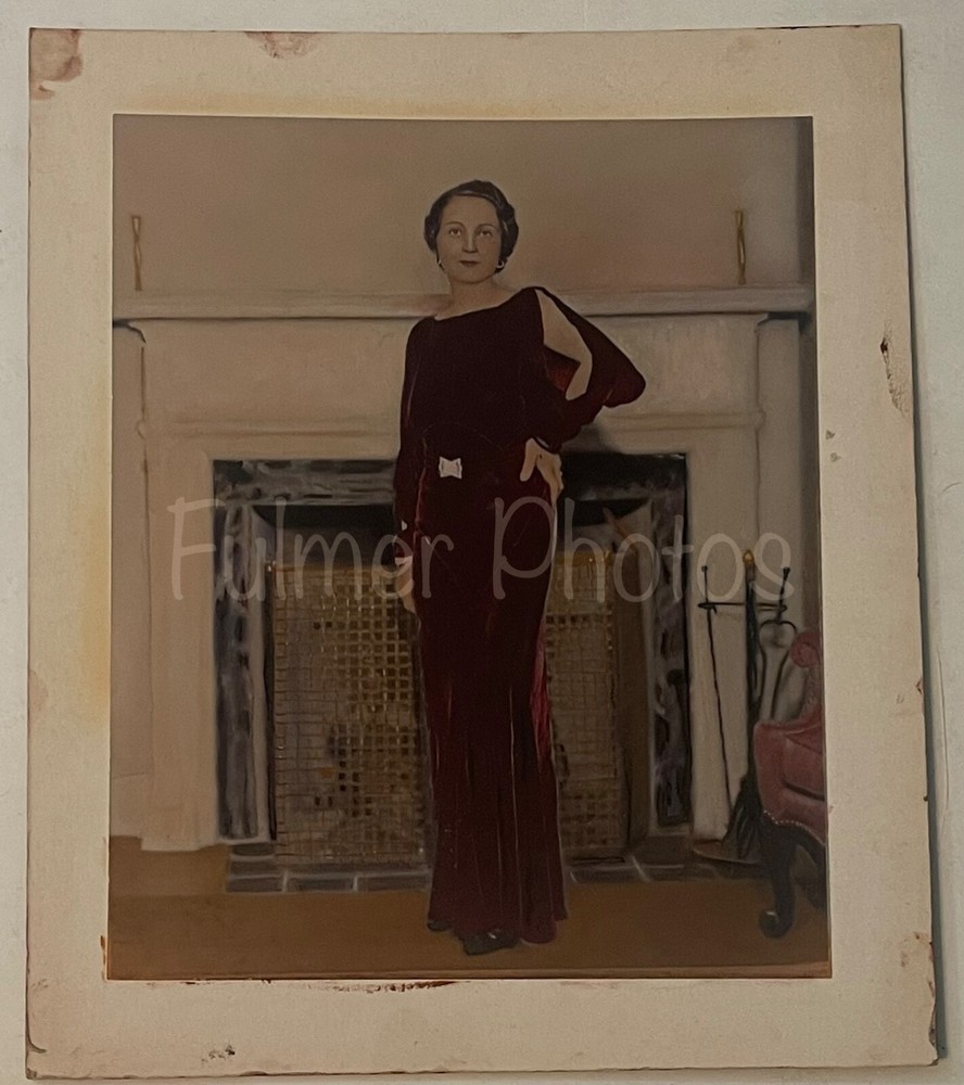 VTG HAND PAINTED Tinted Color Photo 8×10 Wealthy Woman Portrait FULMER ESTATE