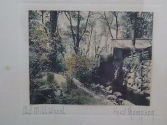 Fred Thompson colored photograph, «Old Mill Wheel», original framing