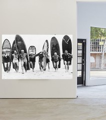 Vintage Art Surfing Surf Boards Print Canvas Beach Photo Black White large
