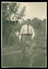 Man with Great Dane Dog in Garden – 1930s – Photo 6x8cm