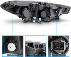 for 2014-2016 Kia Forte W/Led Position Models Projector DRL Light Tube Black Rep