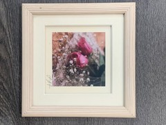 Larry Kanfer Signed 1992 Floral Photograph Pink Roses Baby’s Breath Framed