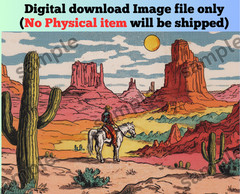 Cowboy on desert paint digital image background AI wallpaper for mobile & pc