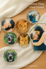 Custom Glass Crystal Photo Block Freestanding Plaque Family Keepsake Gift