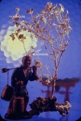 HAKATA URASAKI DOLL MIXED MEDIA ART WORK, 1960’s GLASS PHOTO SLIDE
