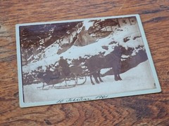 Antique Photo 1901 Horse Sleigh Ride in Winter Saxon Switzerland 13×18 cm
