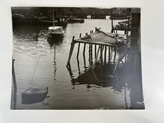 Vintage Large Black & White Photograph Photography Print Nautical Dock Sail Boat