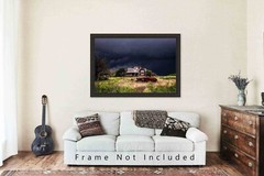 Abandoned Photography Print: Texas House Cotton Gin Stormy Sky Americana Photo