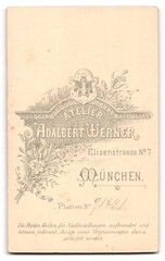 Photograph Adalbert Werner, Munich, Elisensstraße 7, portrait of a young woman