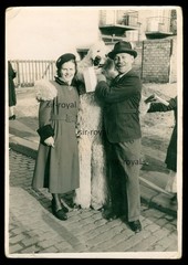 Man in Polar Bear Costume with Cheerful Couple – Photo Postcard 10x15cm