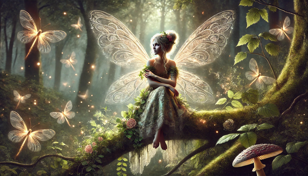 Digital Fantasy Art – High-Resolution Fairy Portrait Image -Desktop Wallpaper