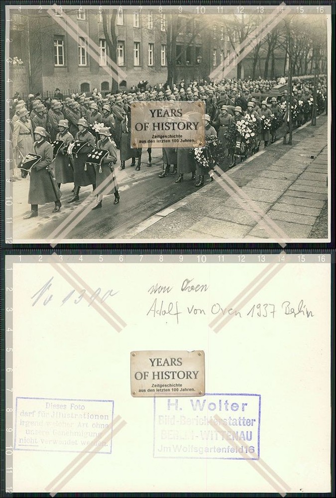 Genuine Press Photo Wolter 18×12 Adolf von Oven Funeral Guard Troop Berlin 1937