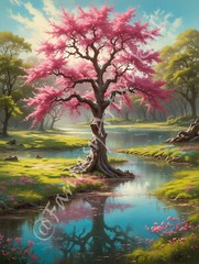Pink Tree – Digital Image Picture PC Phone Background AI Art, 8 images – #20