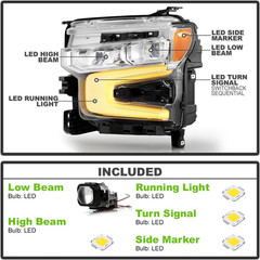 – for 2022-2024 Chevy Silverado 1500 LT|RST Chrome Bezel W/Amber Tracer Animatio