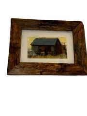Signed Vintage Barn Photograph 1987 Framed Rustic Farmhouse Cabin Wall Art 9×8