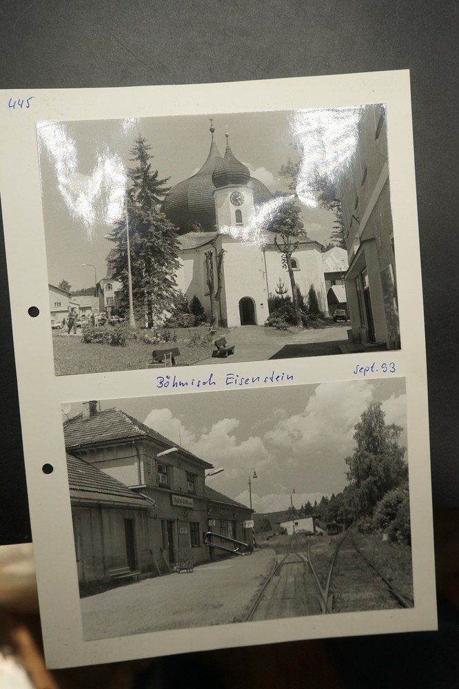 Photo View Market Eisenstein Czech Republic Railway Station Lot Church 1993 Bohemia Building