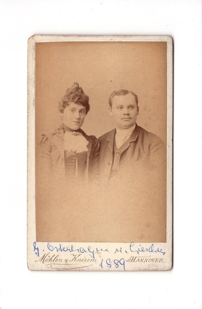 CDV Photo Fine Couple / Named – Hanover 1889