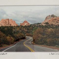 Signed Matted Color Landscape Photo Print Road through Garden of the Gods CO