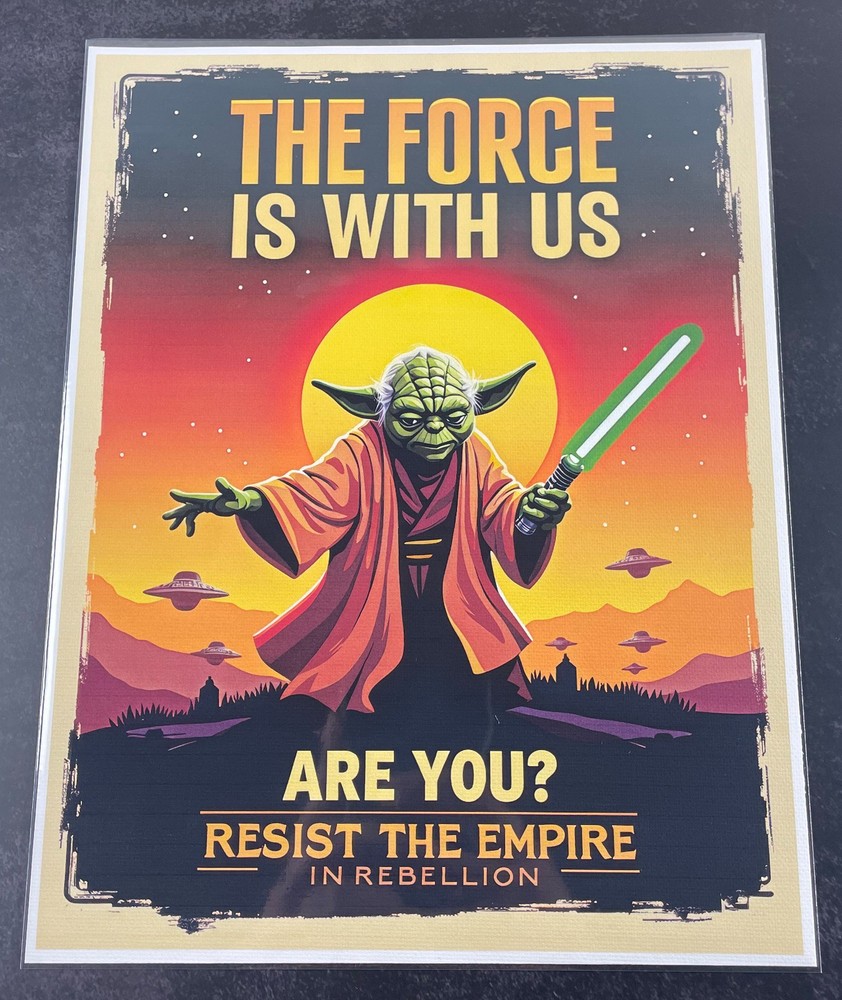 Star Wars Propoganda Collectible 8.5 x 11 Canvas Fan Art Print Featuring Yoda