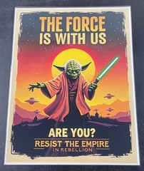 Star Wars Propoganda Collectible 8.5 x 11 Canvas Fan Art Print Featuring Yoda