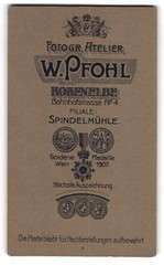 Photograph W. Pfohl, Špindlerův Mlýn, Bahnhofstr. 4, Monogrammed Coat of Arms and Medals