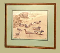 Frank Klay Sepia Photograph Signed «Mason’s» Decoys, Shorebirds 29½» x 26″ LARGE