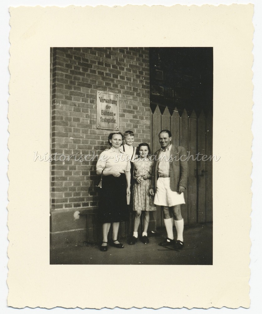 Family Before Stage Festival Administration – Vintage Photo 1940s