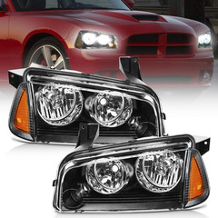 Headlight Assembly Compatible with 2006 2007 2008 2009 2010 Dodge Charger Black
