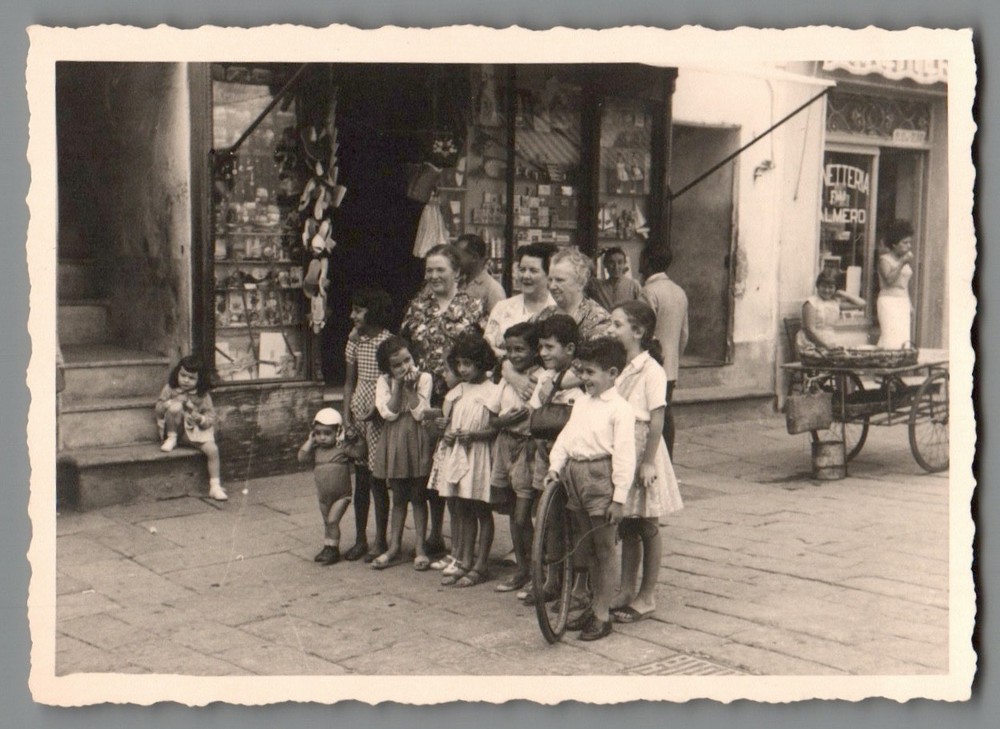 Photo Probably Portugal Street Scene Children Bicycle Almero 1950s (F2044)