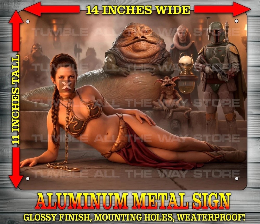Slave Leia in Jabbas Palace Star Wars Sexy Metal Sign Wall Art 14″ x 11″