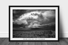 Supercell Thunderstorm Over Plains in Oklahoma Black and White Photography Print