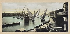 Antique Tinted SILVER GELATIN PHOTOGRAPH, Felucca Boats Kasr El-Nir CAIRO EGYPT
