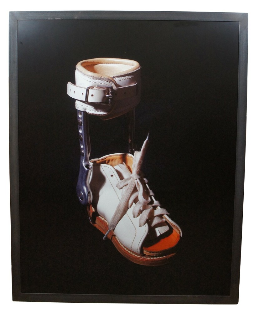 1993 Janet Biggs «One» Cibachrome Photograph Leg Brace Still Life Steel Frame