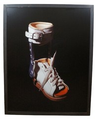 1993 Janet Biggs «One» Cibachrome Photograph Leg Brace Still Life Steel Frame