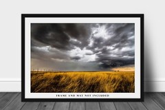 Thunderstorm Photography Print – Picture of Storm Over Prairie Grass in Oklahoma