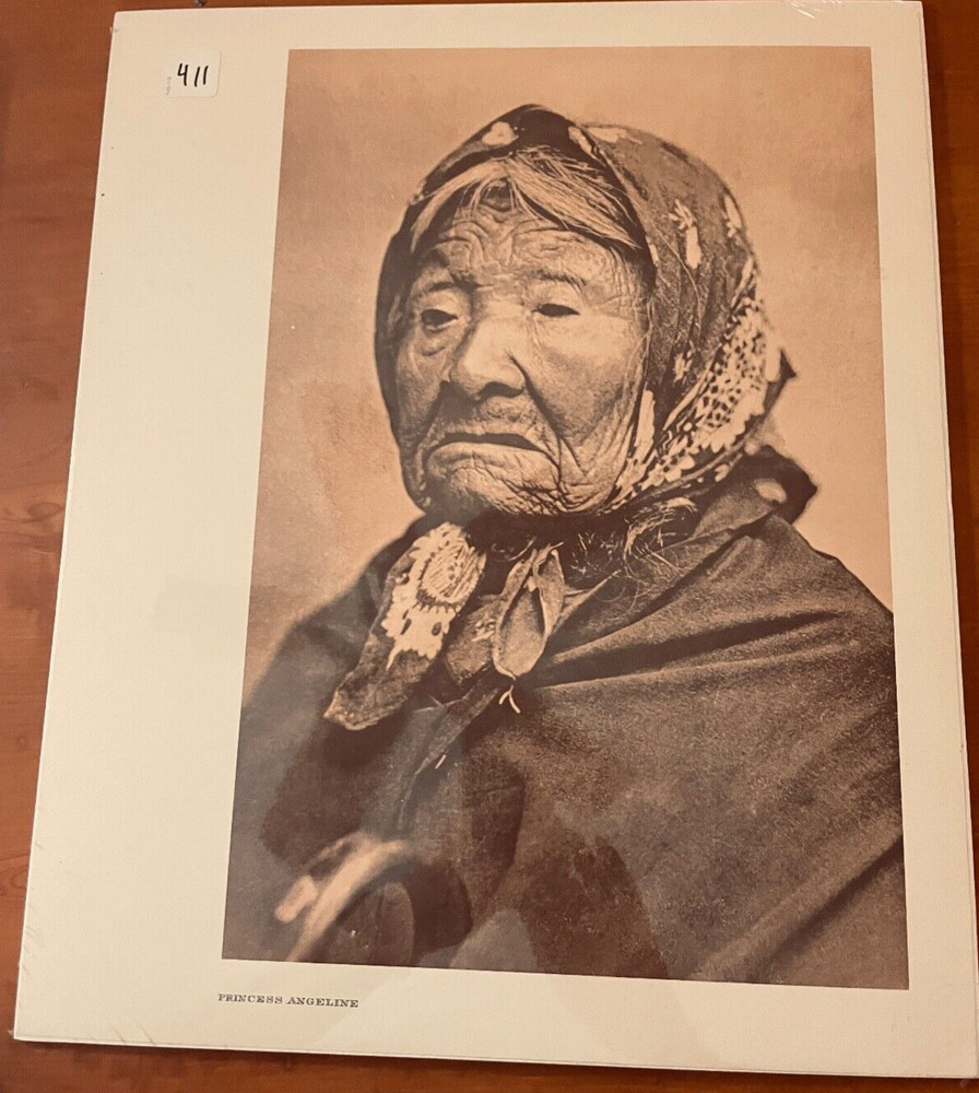 Edward Curtis Princess Angeline 16 x 10 Sepia Print Native American EUC