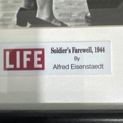 Vtg LIFE Magazine Photo Print 1944 Soldiers Farwell NYC Penn Station Framed MCM