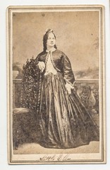 Civil War Era Image//Antique CDV Card of Woman «Little Elle» Posing and Wearing