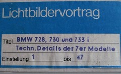 BMW 728 and 733 I Techn. Details of 7 Series Models 47 Old Slides